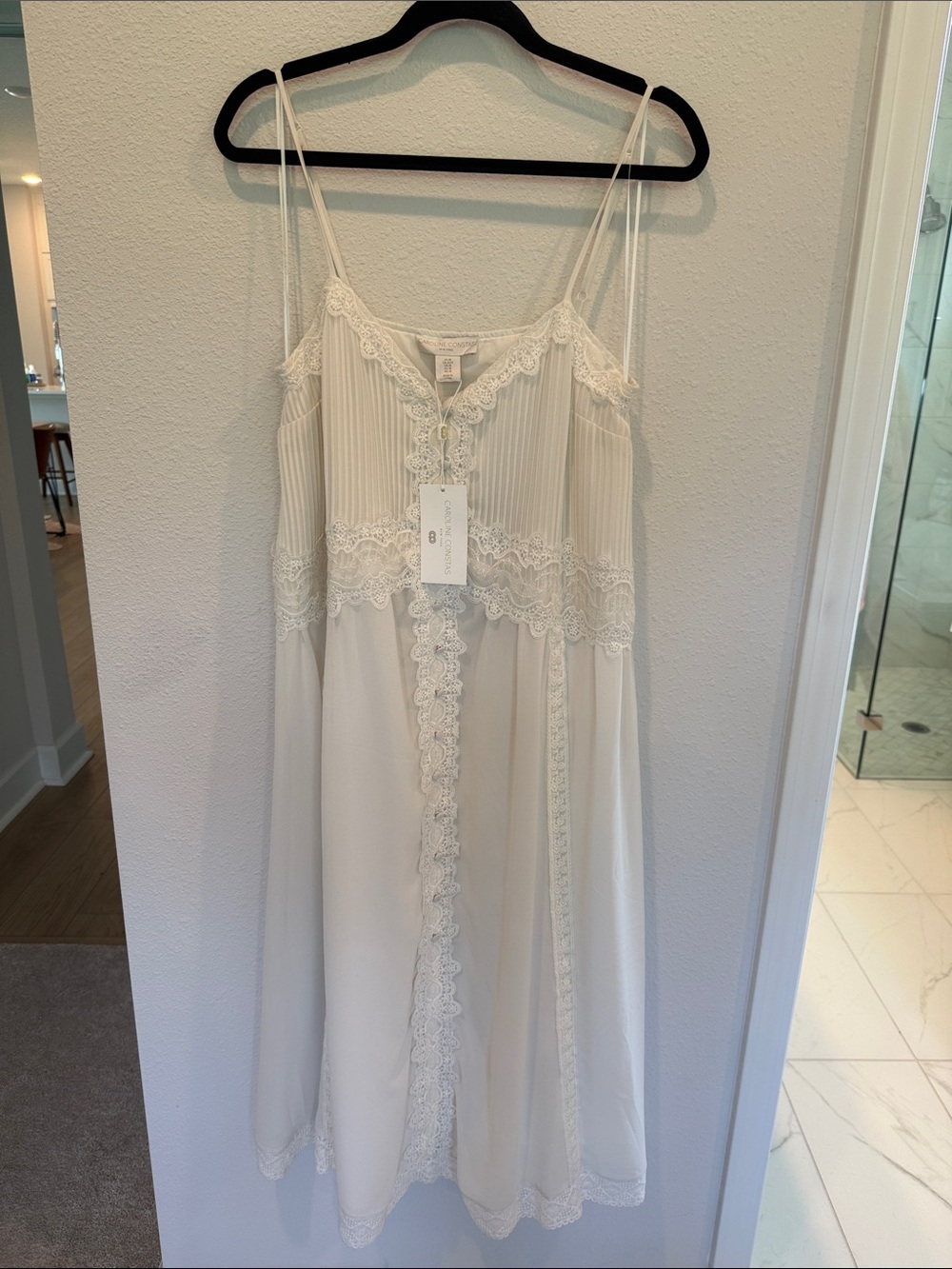 Caroline Constas Anna Ivory Lace-Trim Midi Slip Dress - Picture 8 of 14